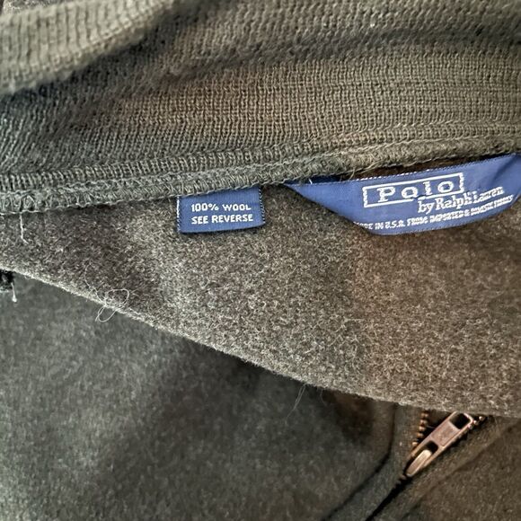 VTG Polo Ralph Lauren Wool Jacket Green Bomber Full Zip USA Men's Size Medium - Picture 9 of 10